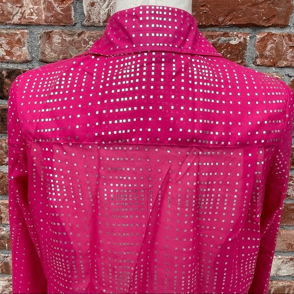 Hot pink Dots pink and silver button down top / S / Excellent condition - Picture 10 of 13